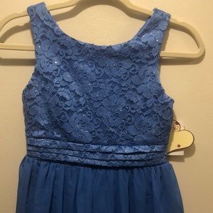 Girls size 12 blue formal dress.